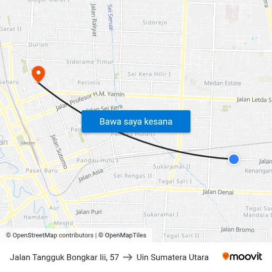 Jalan Tangguk Bongkar Iii, 57 to Uin Sumatera Utara map