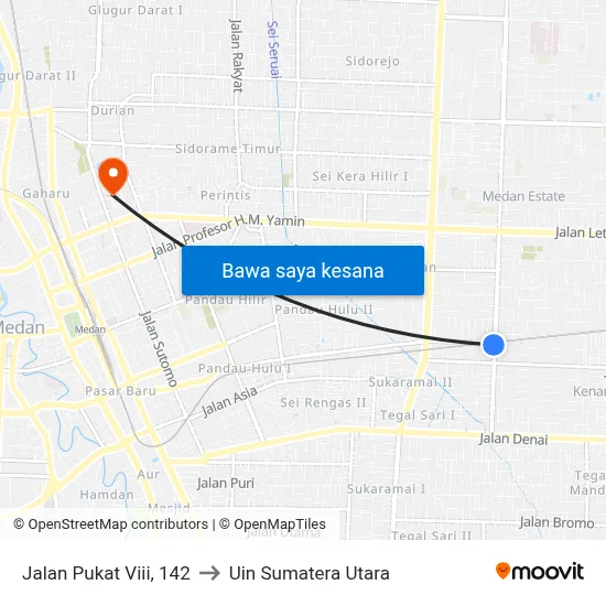 Jalan Pukat Viii, 142 to Uin Sumatera Utara map