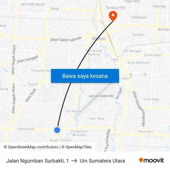 Jalan Ngumban Surbakti, 1 to Uin Sumatera Utara map