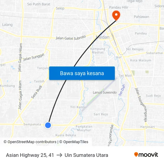 Asian Highway 25, 41 to Uin Sumatera Utara map