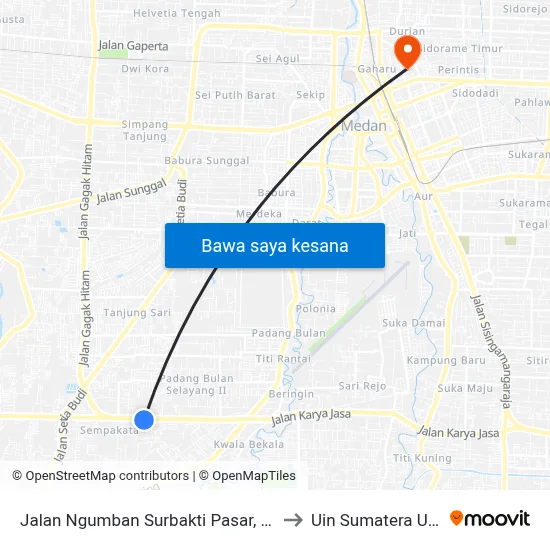 Jalan Ngumban Surbakti Pasar, No.60 to Uin Sumatera Utara map