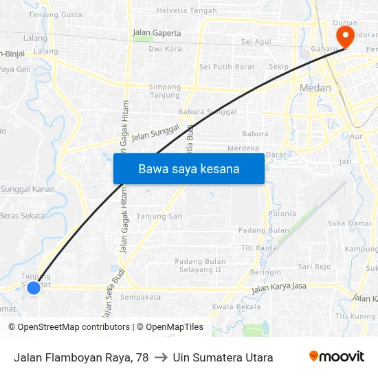 Jalan Flamboyan Raya, 78 to Uin Sumatera Utara map