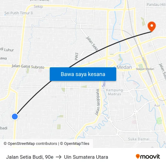 Jalan Setia Budi, 90e to Uin Sumatera Utara map