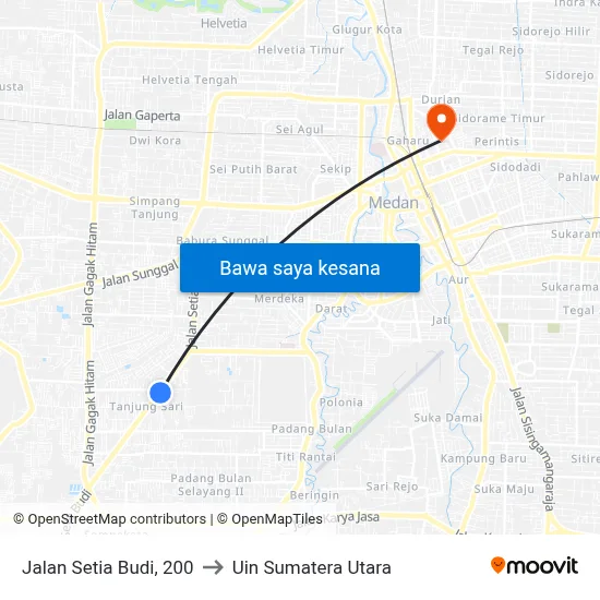 Jalan Setia Budi, 200 to Uin Sumatera Utara map