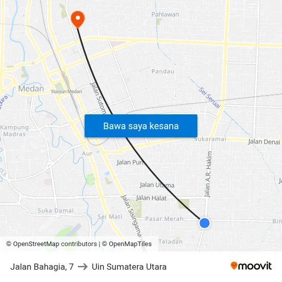 Jalan Bahagia, 7 to Uin Sumatera Utara map
