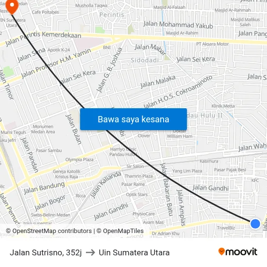 Jalan Sutrisno, 352j to Uin Sumatera Utara map