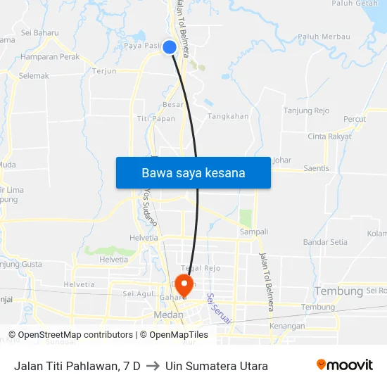 Jalan Titi Pahlawan, 7 D to Uin Sumatera Utara map