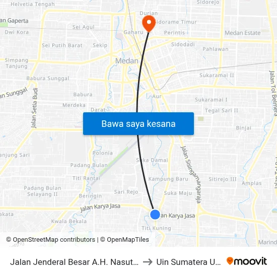 Jalan Jenderal Besar A.H. Nasution, 4 to Uin Sumatera Utara map