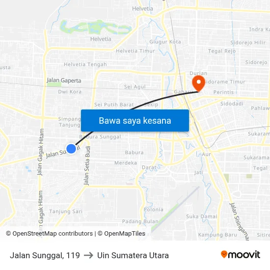 Jalan Sunggal, 119 to Uin Sumatera Utara map
