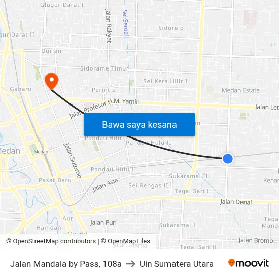 Jalan Mandala by Pass, 108a to Uin Sumatera Utara map