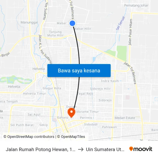 Jalan Rumah Potong Hewan, 125 to Uin Sumatera Utara map