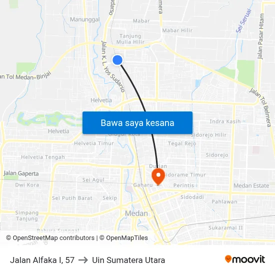 Jalan Alfaka I, 57 to Uin Sumatera Utara map