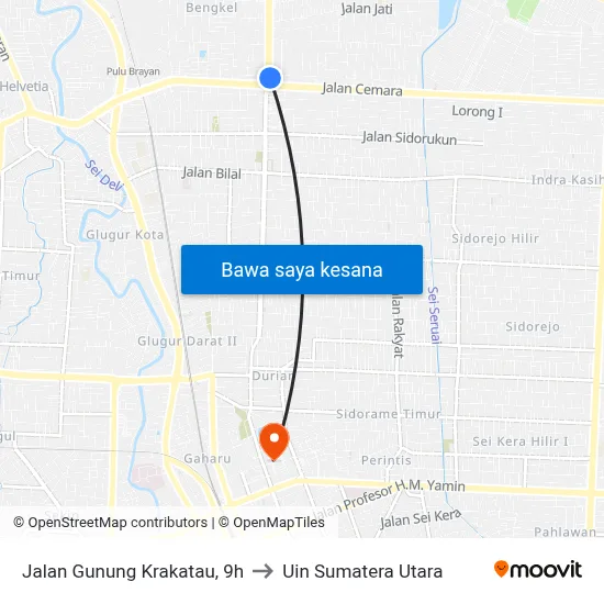 Jalan Gunung Krakatau, 9h to Uin Sumatera Utara map