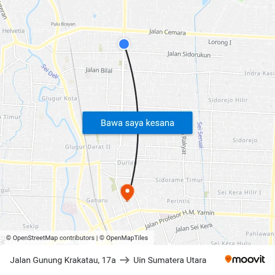 Jalan Gunung Krakatau, 17a to Uin Sumatera Utara map