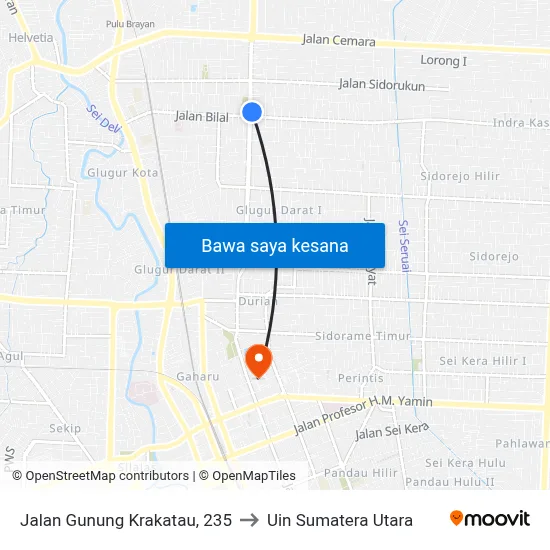 Jalan Gunung Krakatau, 235 to Uin Sumatera Utara map