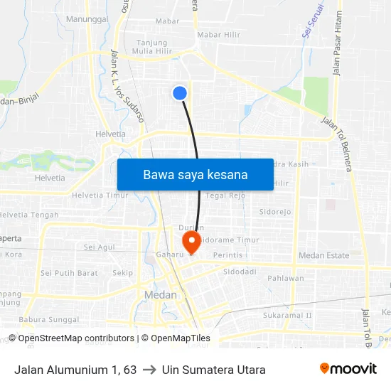 Jalan Alumunium 1, 63 to Uin Sumatera Utara map