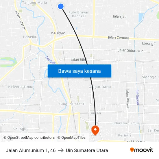 Jalan Alumunium 1, 46 to Uin Sumatera Utara map