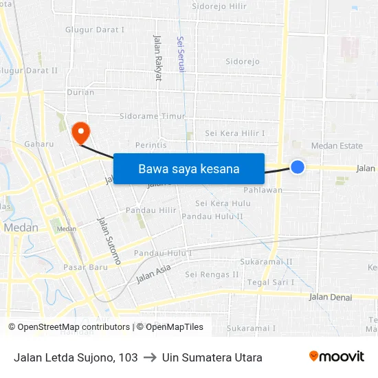 Jalan Letda Sujono, 103 to Uin Sumatera Utara map