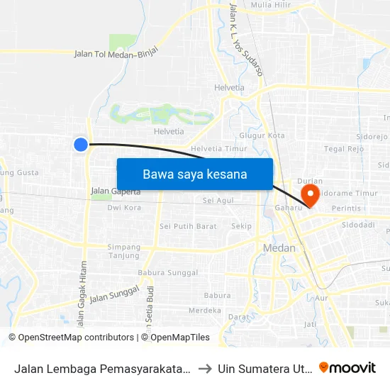 Jalan Lembaga Pemasyarakatan, 28 to Uin Sumatera Utara map