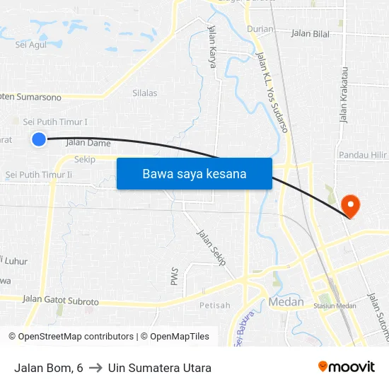 Jalan Bom, 6 to Uin Sumatera Utara map