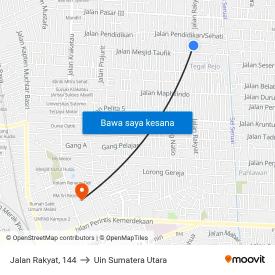 Jalan Rakyat, 144 to Uin Sumatera Utara map
