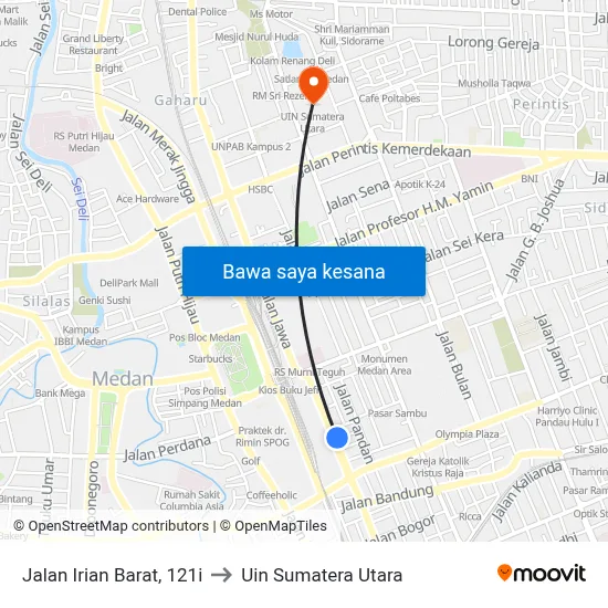 Jalan Irian Barat, 121i to Uin Sumatera Utara map