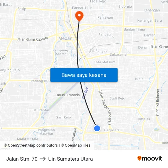 Jalan Stm, 70 to Uin Sumatera Utara map