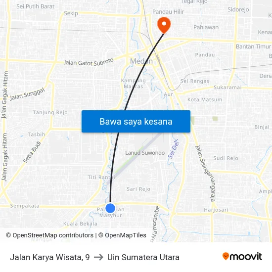 Jalan Karya Wisata, 9 to Uin Sumatera Utara map