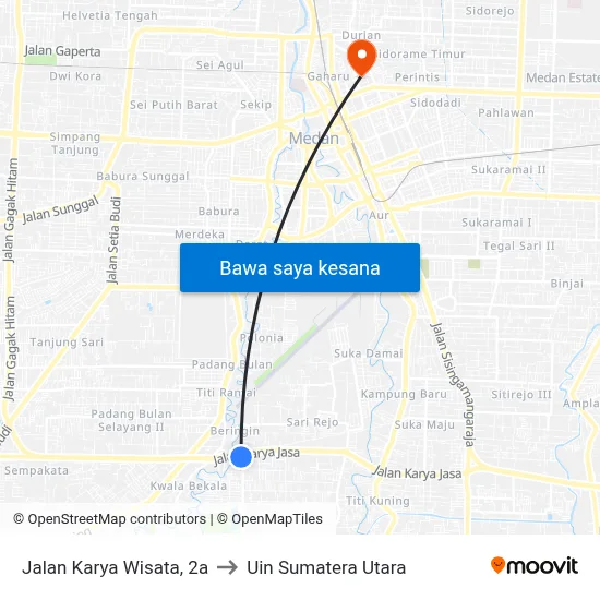 Jalan Karya Wisata, 2a to Uin Sumatera Utara map