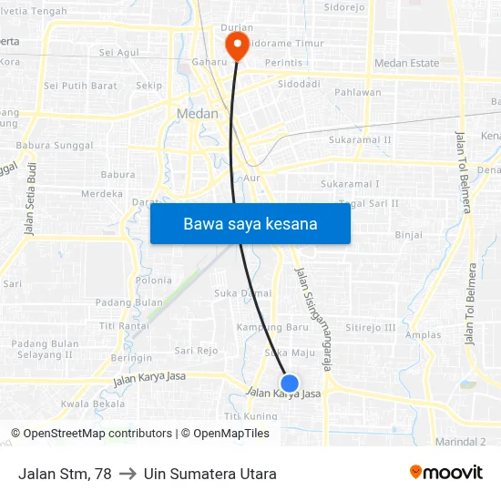 Jalan Stm, 78 to Uin Sumatera Utara map