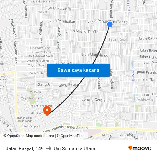 Jalan Rakyat, 149 to Uin Sumatera Utara map