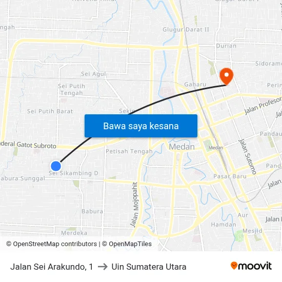 Jalan Sei Arakundo, 1 to Uin Sumatera Utara map