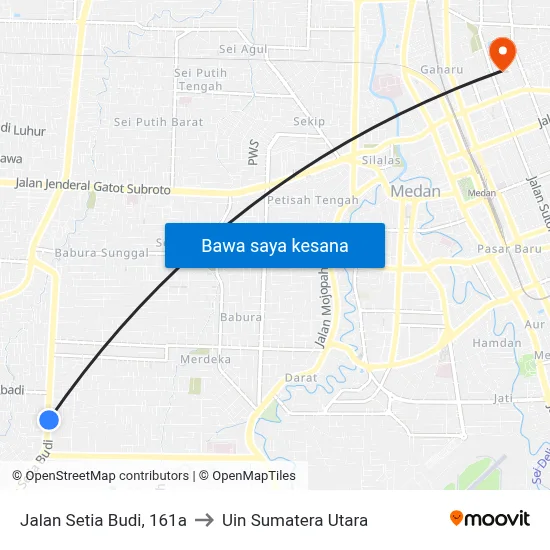 Jalan Setia Budi, 161a to Uin Sumatera Utara map