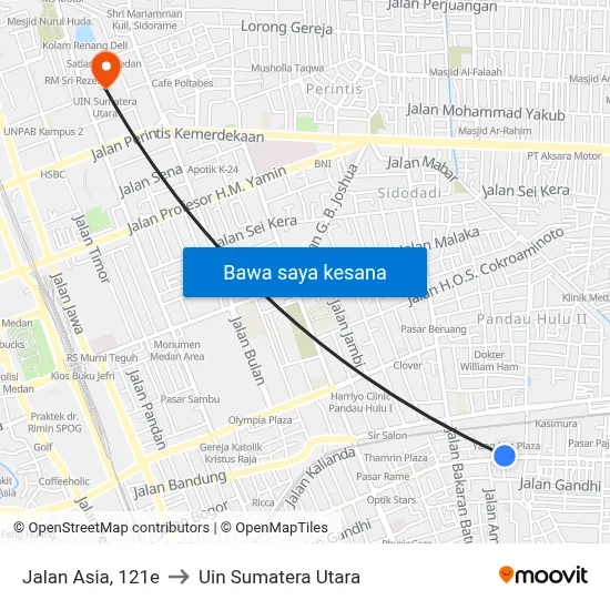 Jalan Asia, 121e to Uin Sumatera Utara map