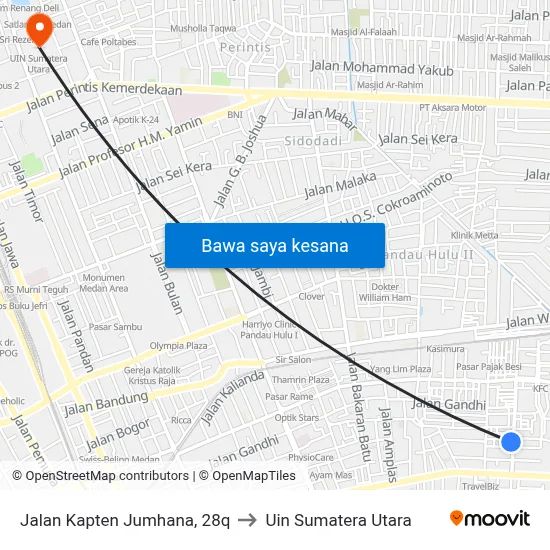 Jalan Kapten Jumhana, 28q to Uin Sumatera Utara map