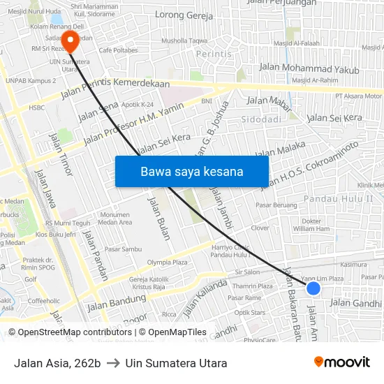 Jalan Asia, 262b to Uin Sumatera Utara map
