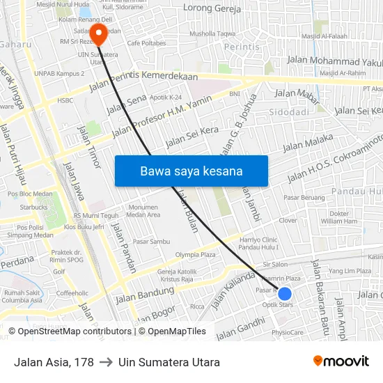 Jalan Asia, 178 to Uin Sumatera Utara map