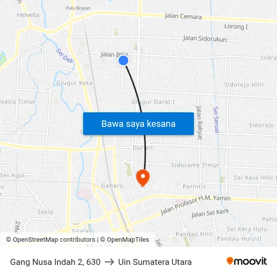 Gang Nusa Indah 2, 630 to Uin Sumatera Utara map