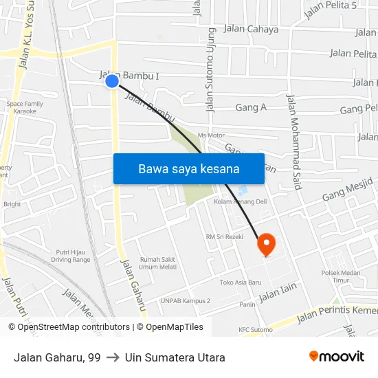 Jalan Gaharu, 99 to Uin Sumatera Utara map
