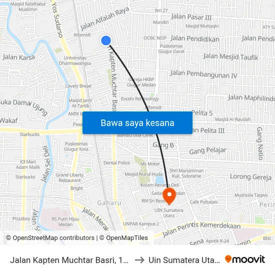 Jalan Kapten Muchtar Basri, 112 to Uin Sumatera Utara map