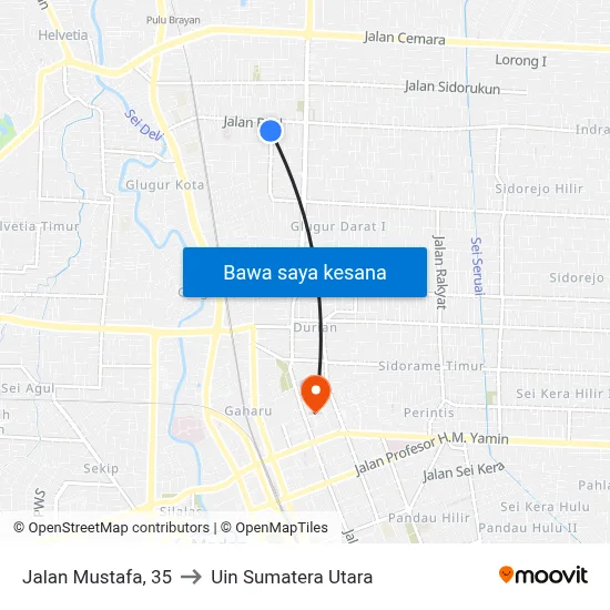 Jalan Mustafa, 35 to Uin Sumatera Utara map