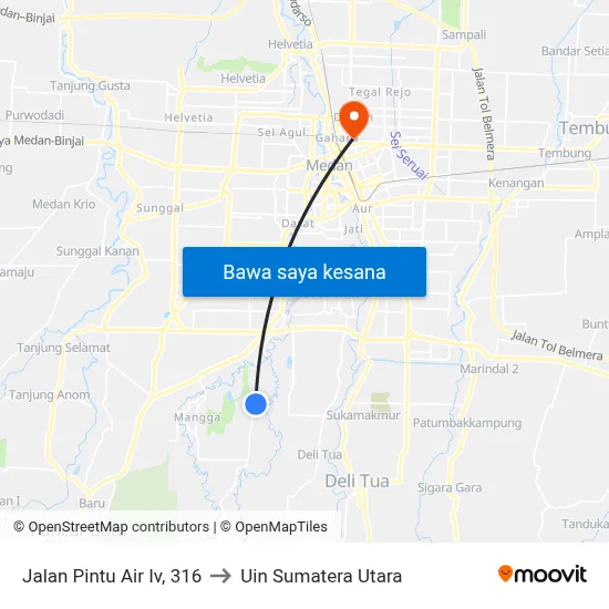 Jalan Pintu Air Iv, 316 to Uin Sumatera Utara map