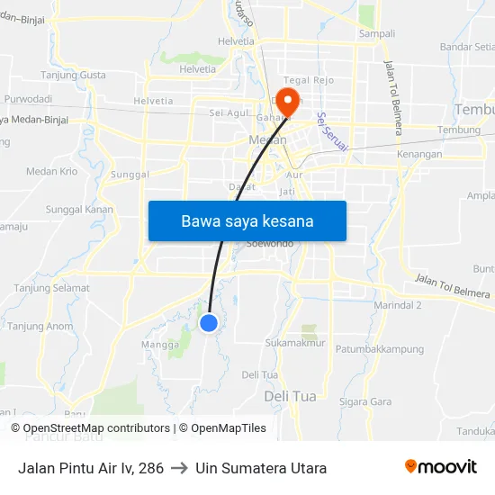 Jalan Pintu Air Iv, 286 to Uin Sumatera Utara map