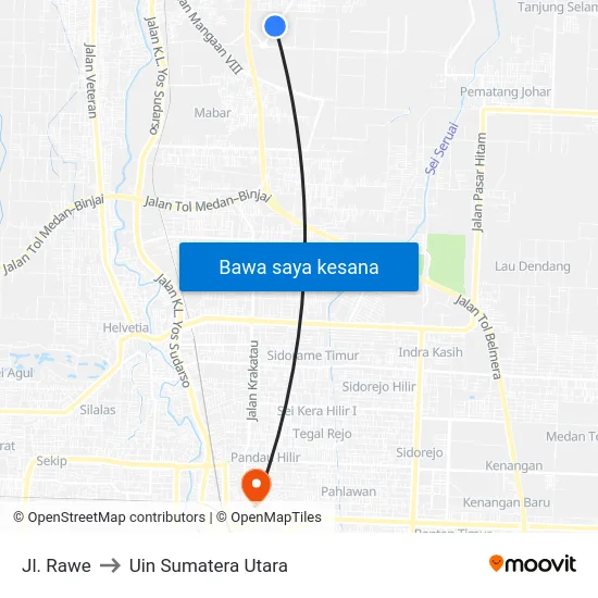 Jl. Rawe to Uin Sumatera Utara map