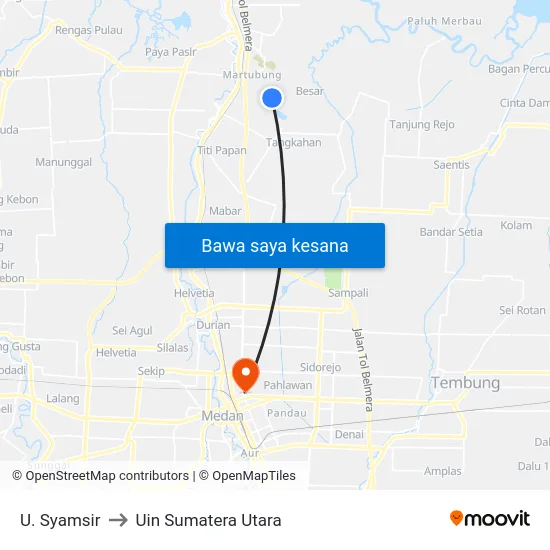 U. Syamsir to Uin Sumatera Utara map