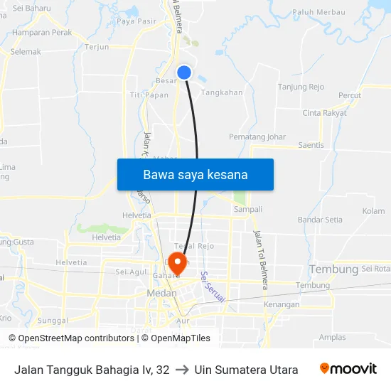 Jalan Tangguk Bahagia Iv, 32 to Uin Sumatera Utara map