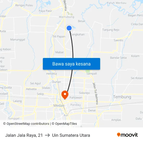 Jalan Jala Raya, 21 to Uin Sumatera Utara map