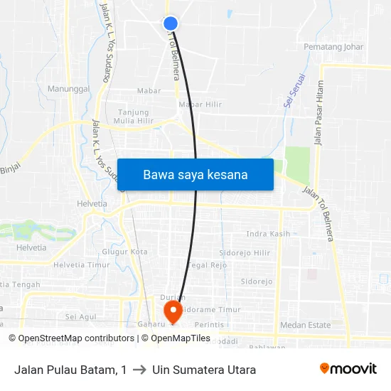 Jalan Pulau Batam, 1 to Uin Sumatera Utara map