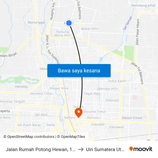Jalan Rumah Potong Hewan, 113 to Uin Sumatera Utara map