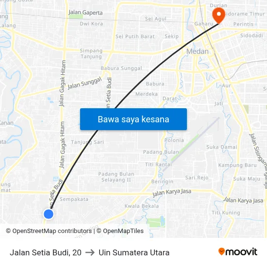 Jalan Setia Budi, 20 to Uin Sumatera Utara map